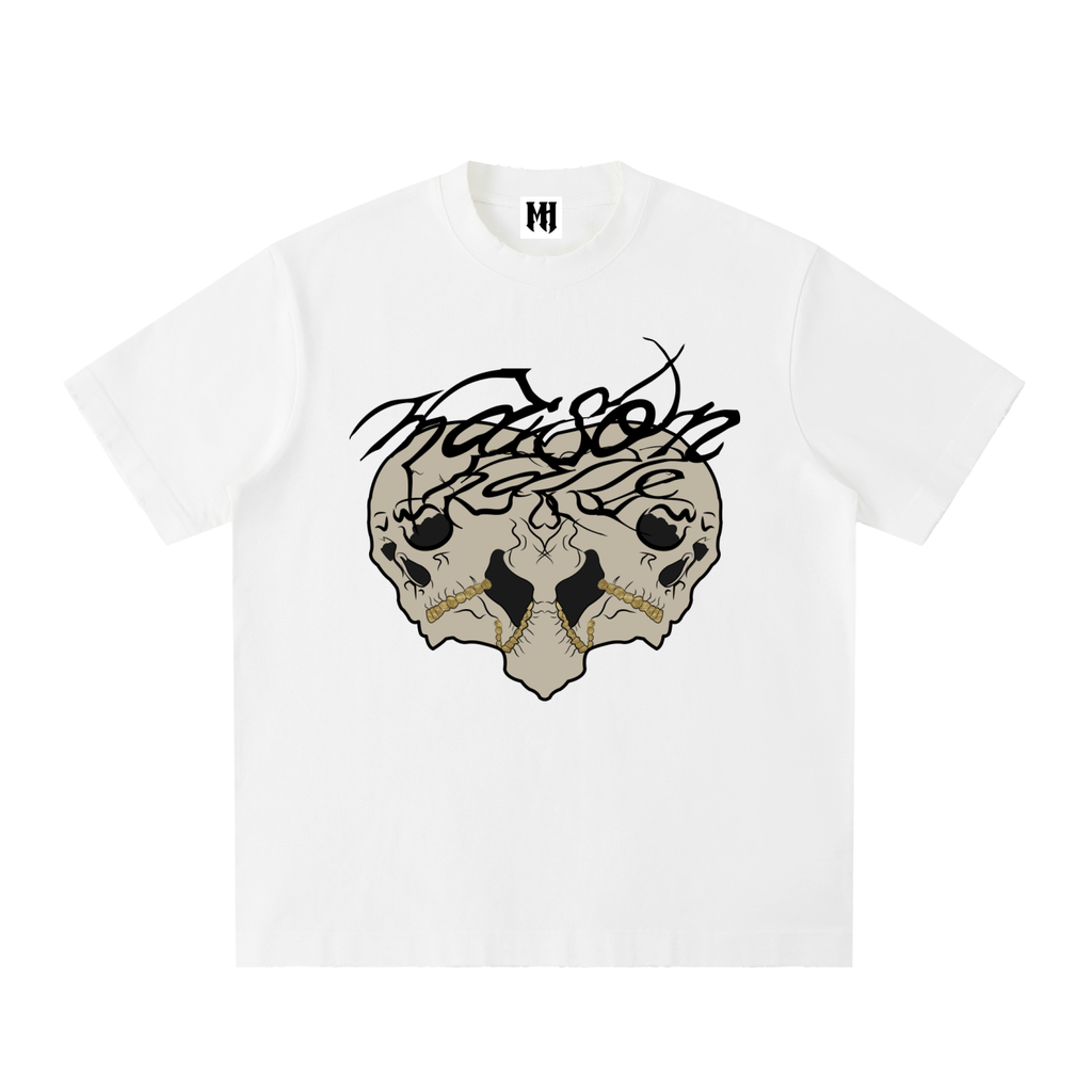 Heavyweight Vintage Washed Frayed Maison Halle Skull T-Shirt