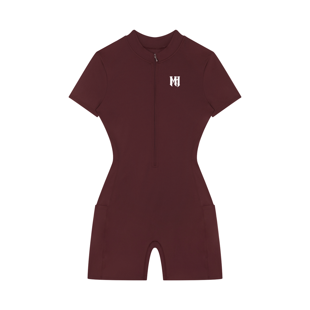 Women's Quarter-Zip Short Sleeve Romper