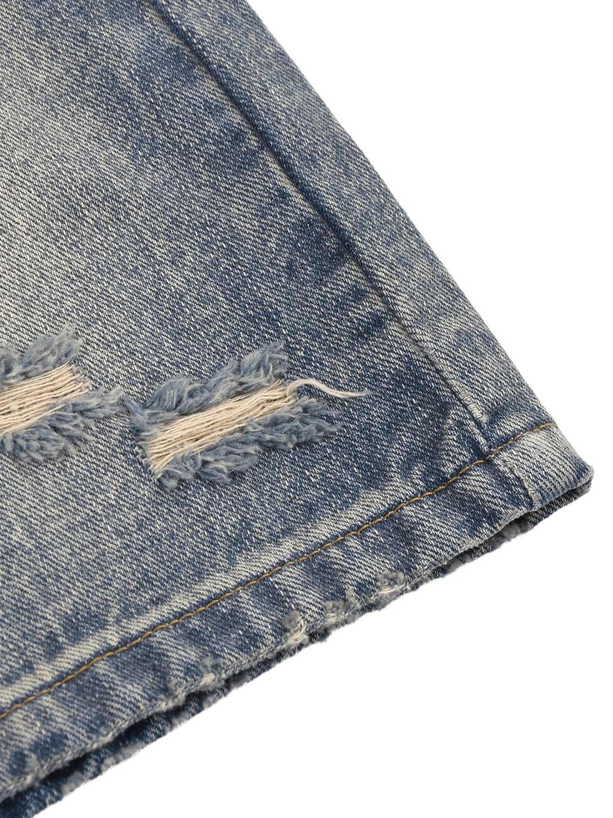 Faded Labeled Distressed Baggy Denim Shorts
